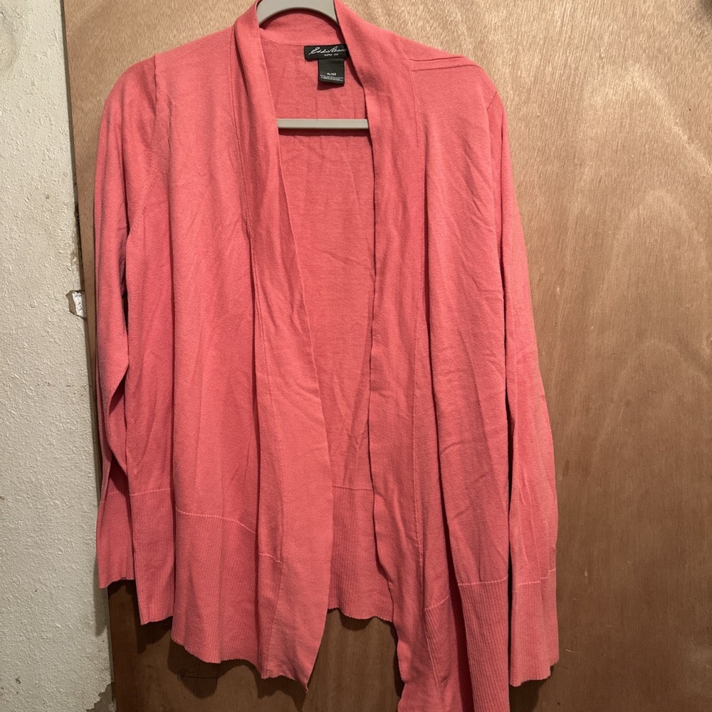 Eddie Bauer Cardigan XL Open Front Coral Pink